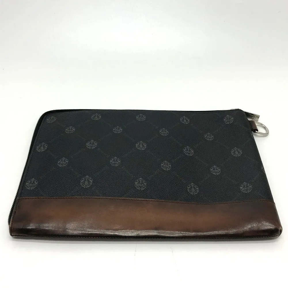 Berluti Clutch bag E1129 leather black Signature business bag mens Used Authentic