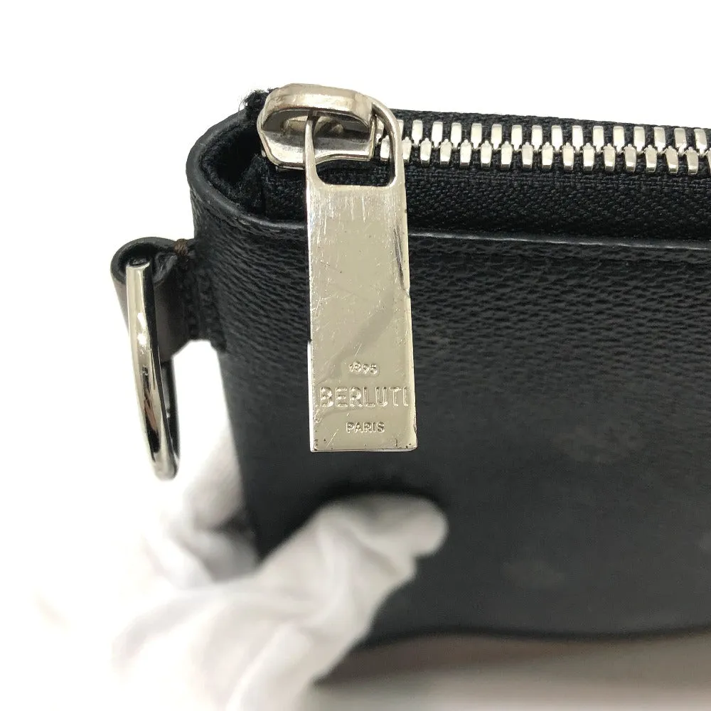 Berluti Clutch bag E1129 leather black Signature business bag mens Used Authentic