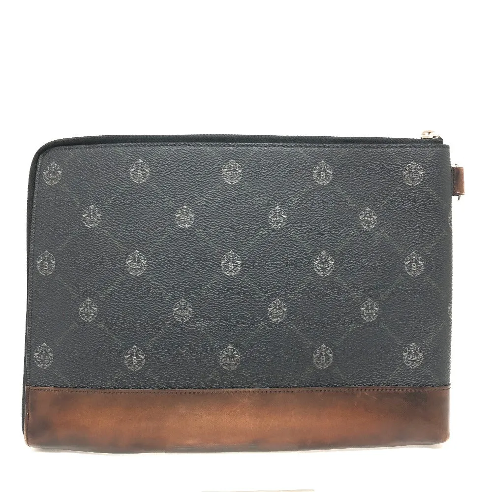 Berluti Clutch bag E1129 leather black Signature business bag mens Used Authentic