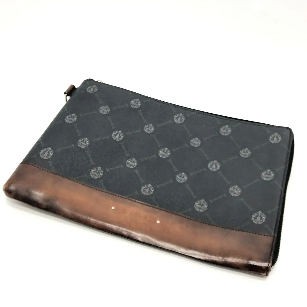 Berluti Clutch bag E1129 leather black Signature business bag mens Used Authentic
