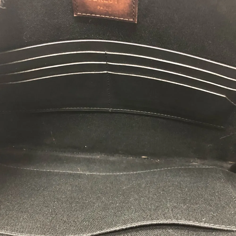 Berluti Clutch bag E1129 leather black Signature business bag mens Used Authentic