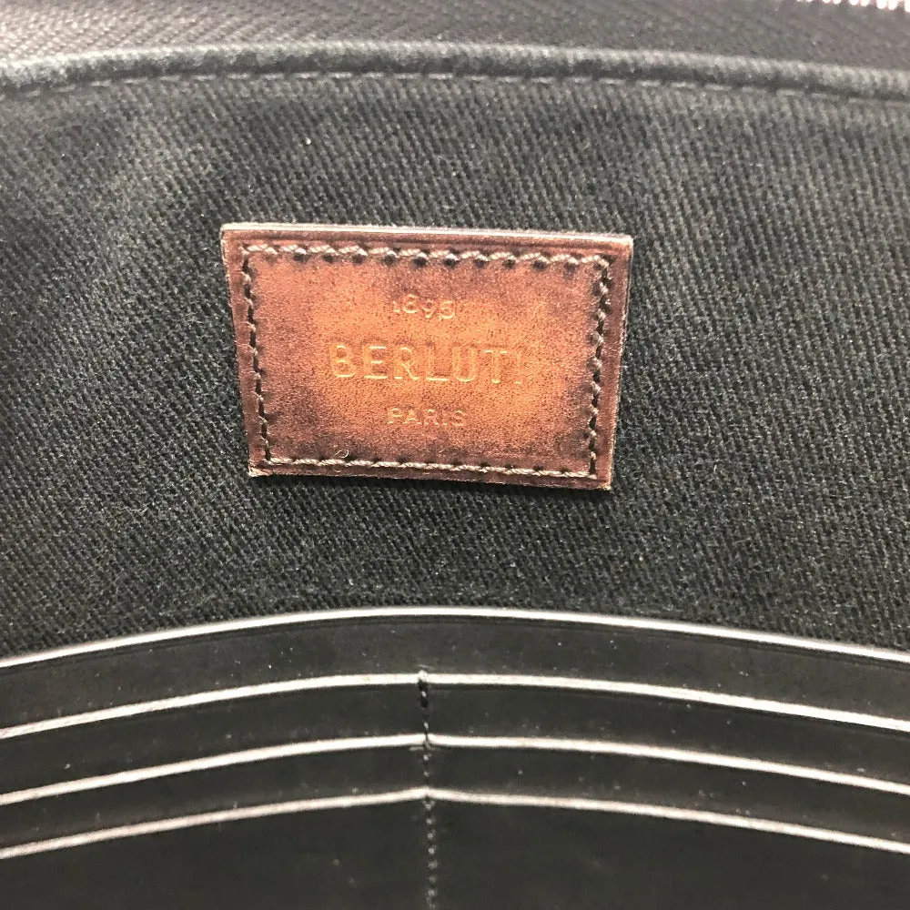 Berluti Clutch bag E1129 leather black Signature business bag mens Used Authentic