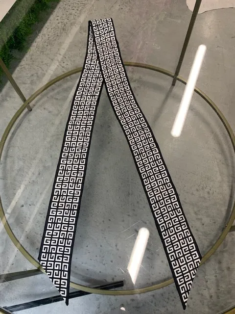 Brand New Givenchy Silk Twilly Black / White