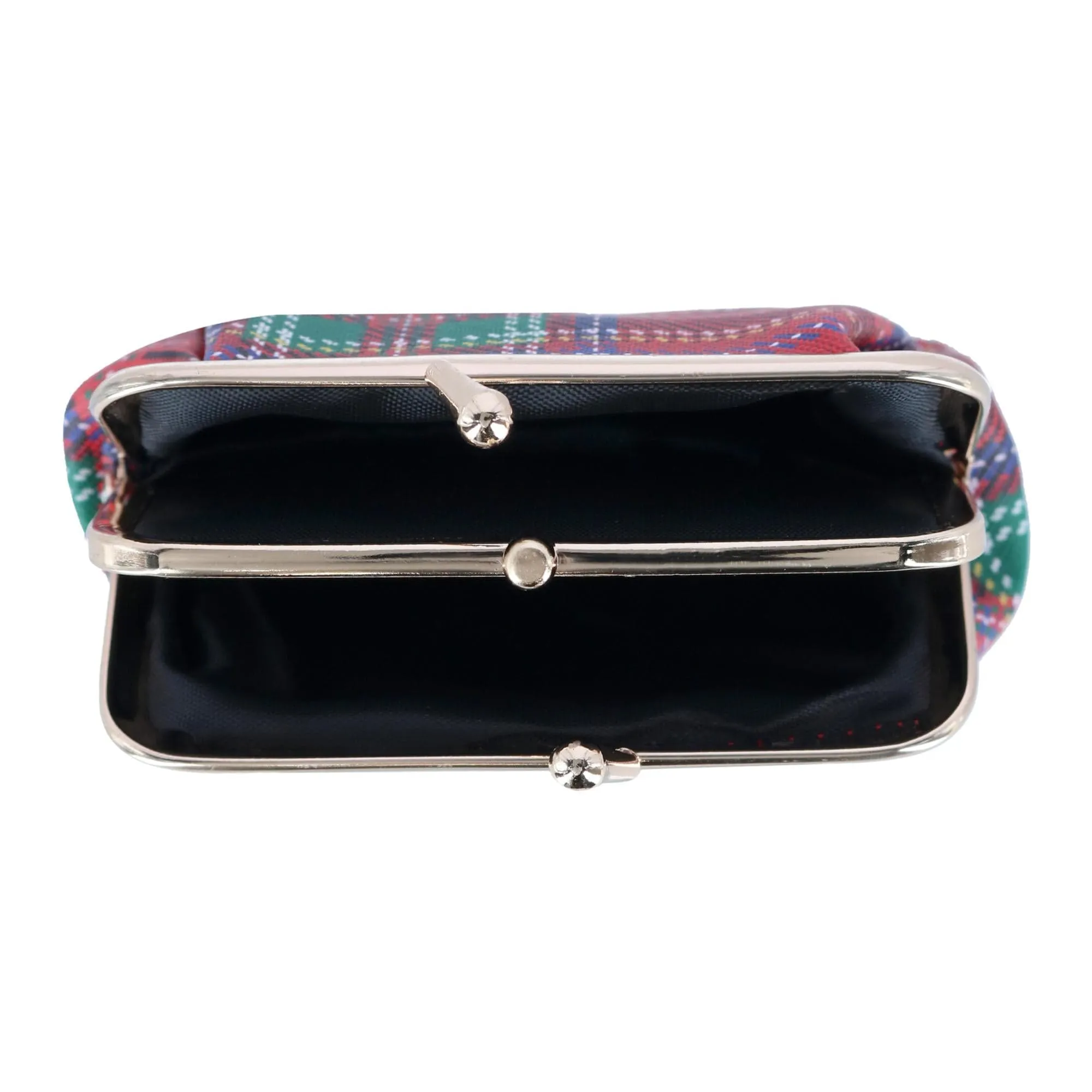 Buxton Women's Tartan Plaid Printed Vegan Leather Triple Frame Coin Purse