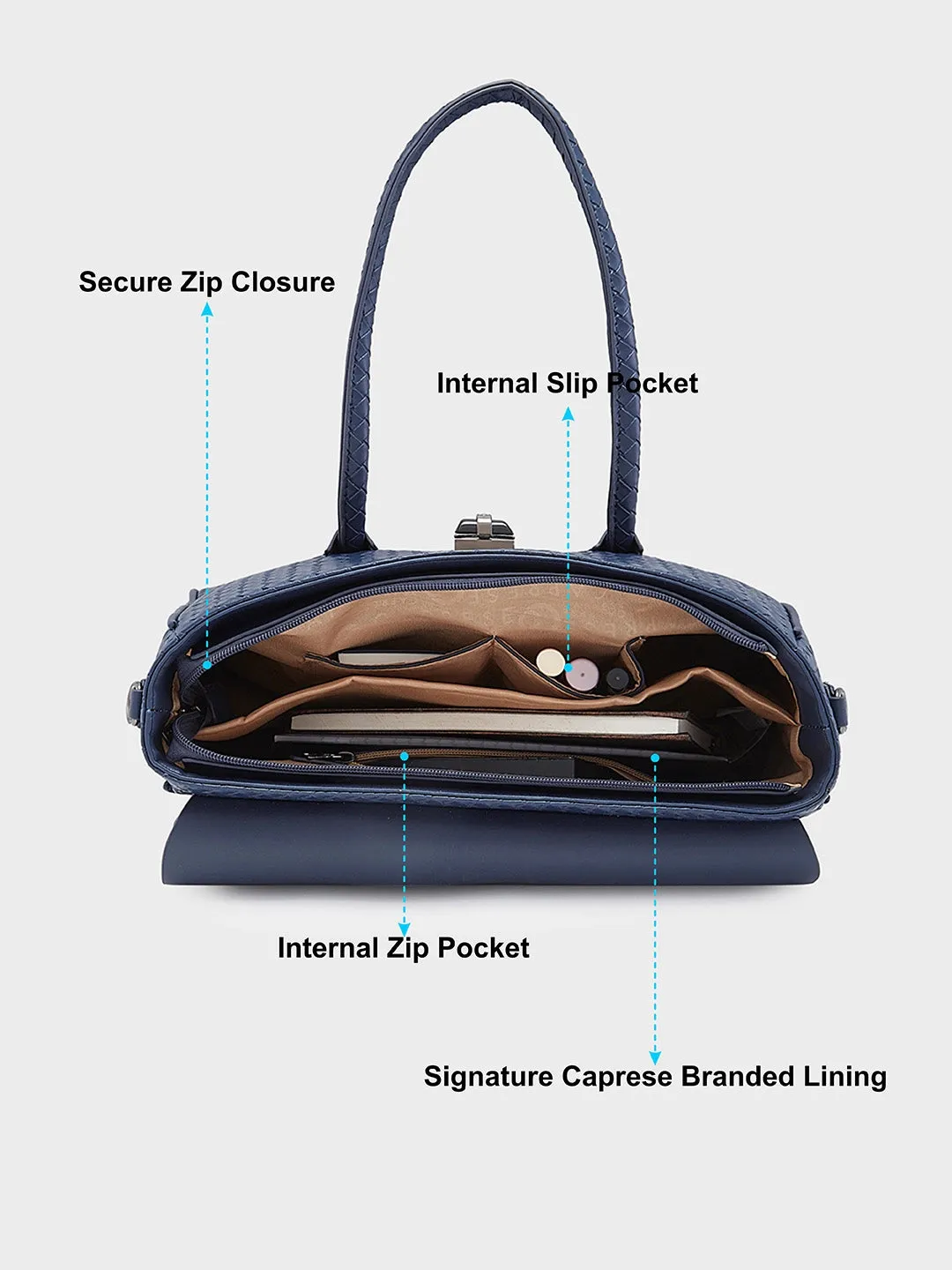 Caprese Renee Satchel Medium Checkered Womens Handbag Blue