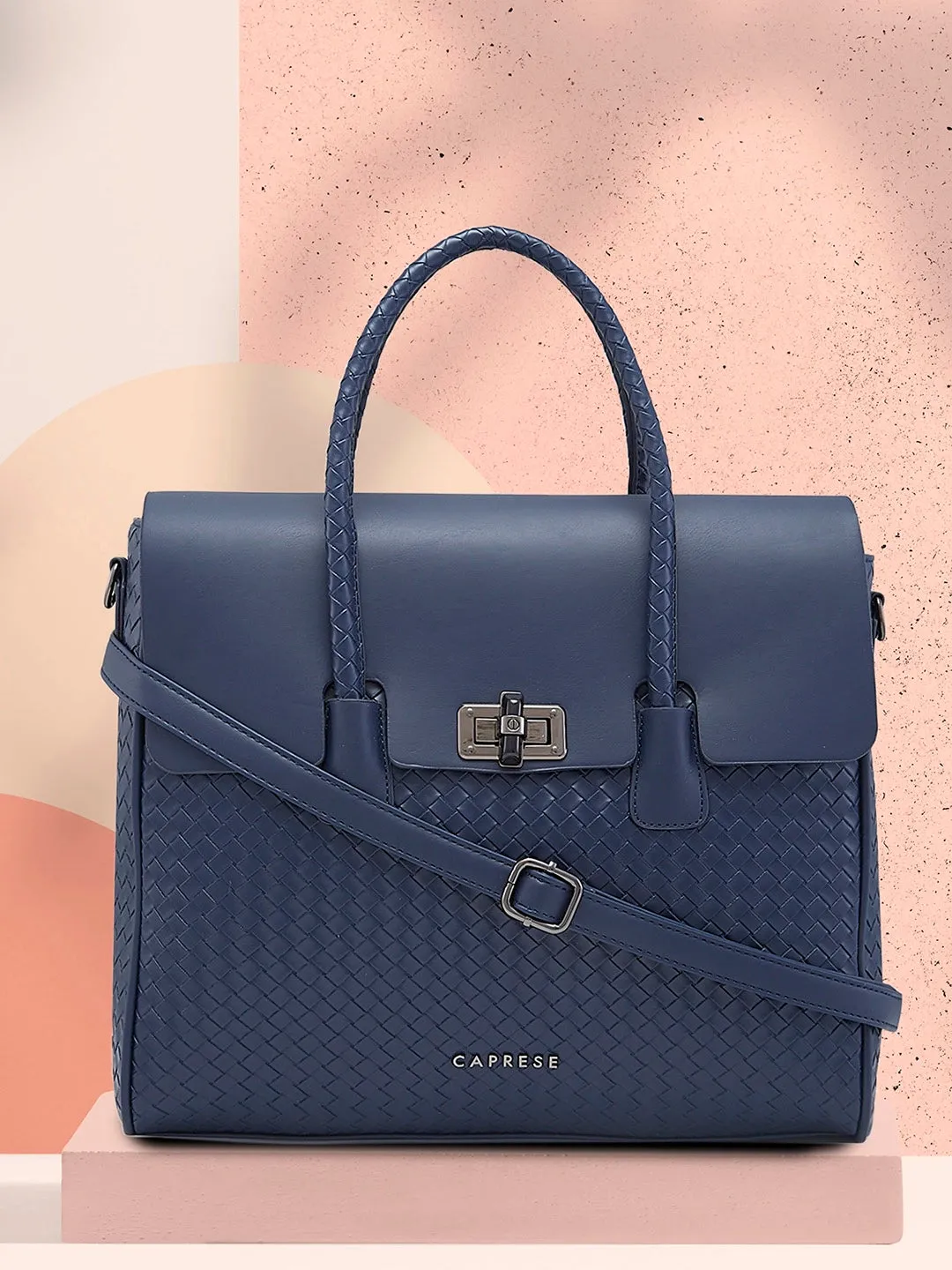 Caprese Renee Satchel Medium Checkered Womens Handbag Blue