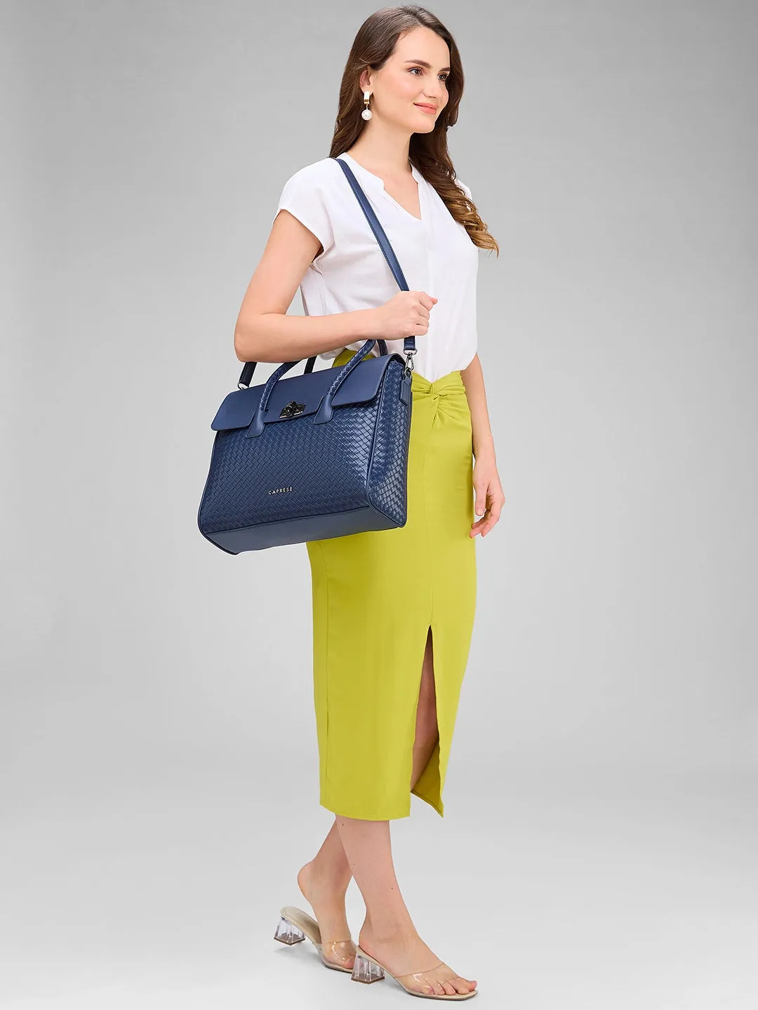 Caprese Renee Satchel Medium Checkered Womens Handbag Blue
