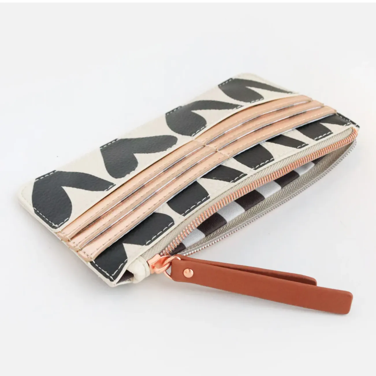 Caroline Gardner Charcoal Heart Slim Purse
