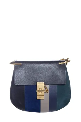 Chloe Teal and Black Suede Drew Handbag
