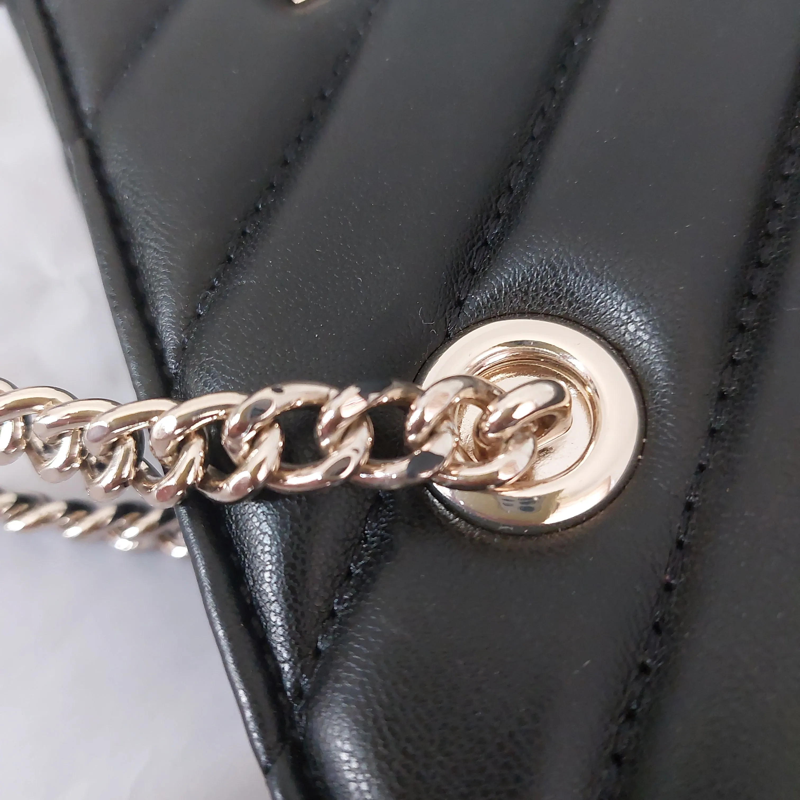 DKNY Black Quilted Leatherette Shoulder Bag | Brand New |
