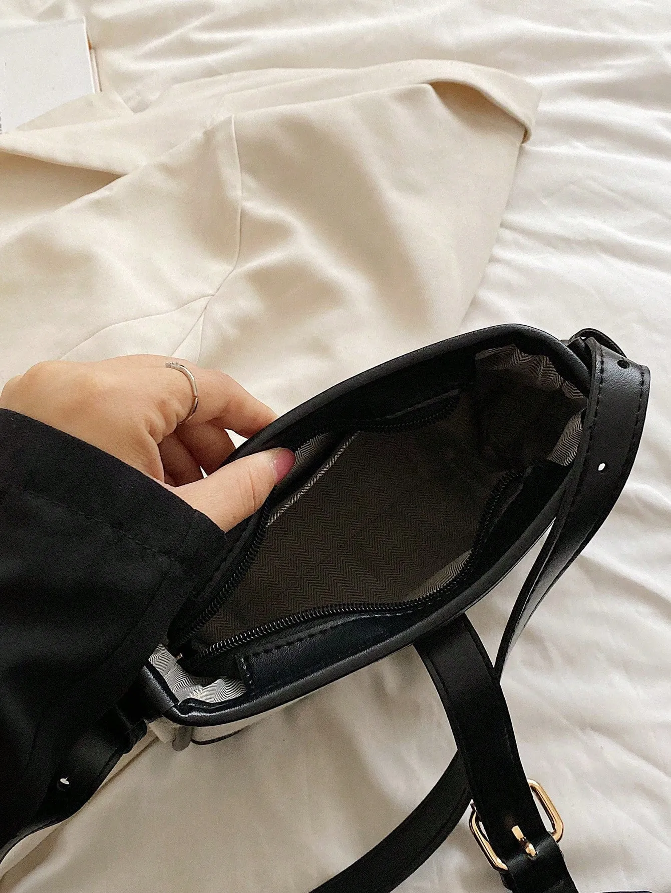 Fashionable Linen Cloth Color Blocking Elegant Shoulder Cross-body Bag
