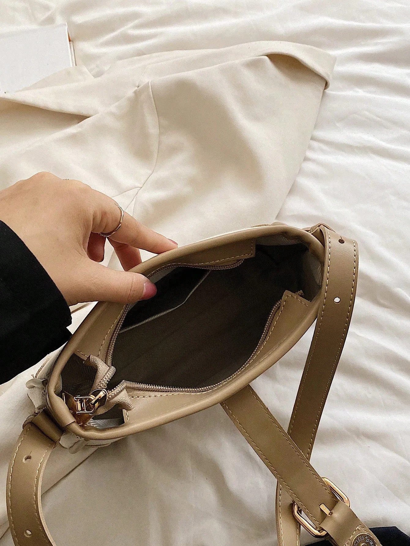 Fashionable Linen Cloth Color Blocking Elegant Shoulder Cross-body Bag