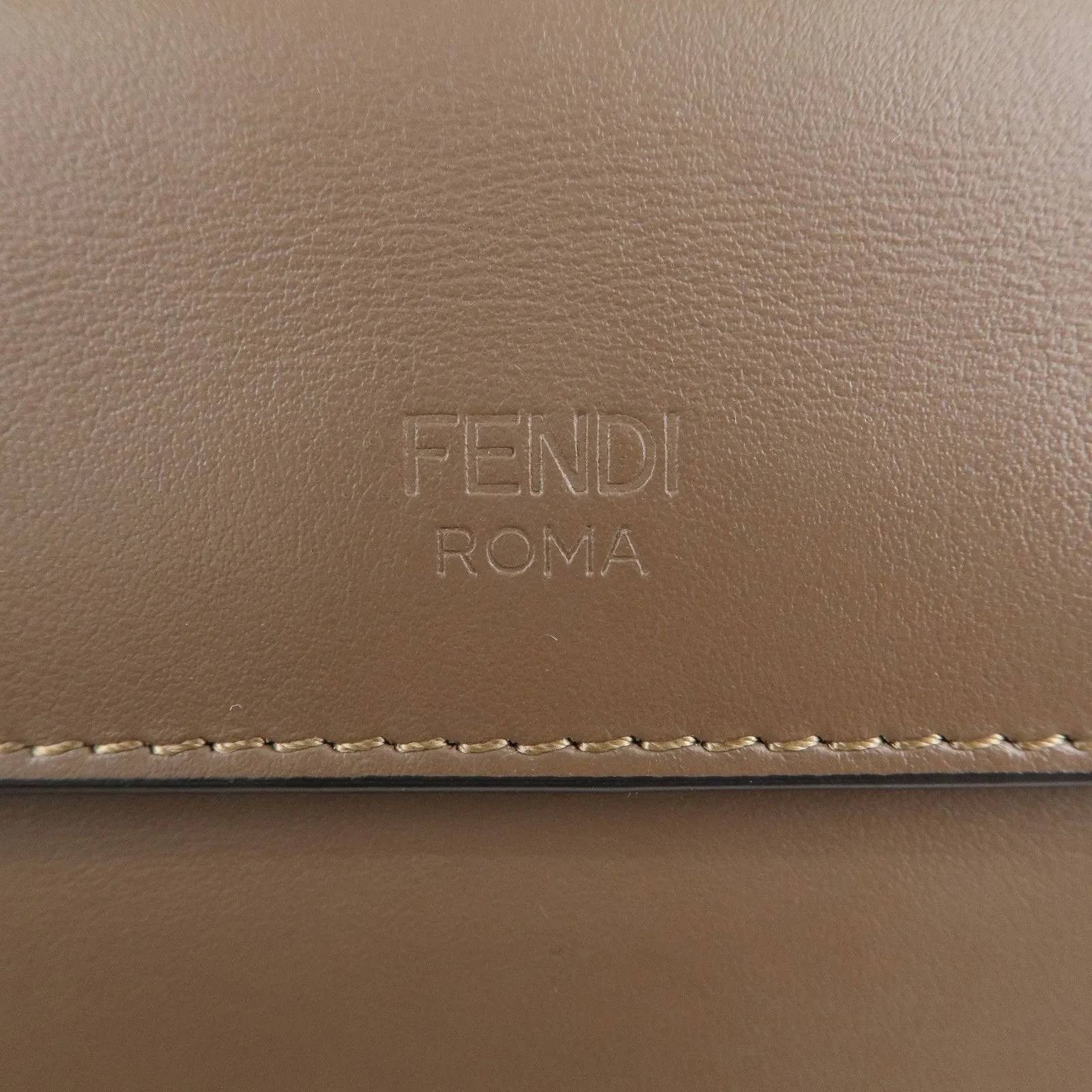 FENDI Mini Kan I F Leather Chain Shoulder Bag Black Brown 8BT286