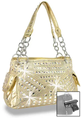 Mid-Size Gold Shimmer Shoulder Bag