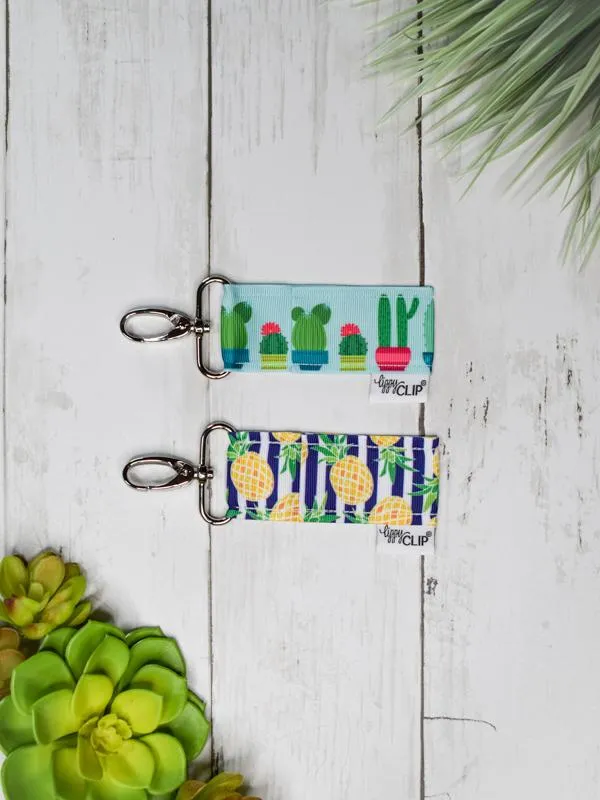 Navy Stripe Pineapples Lippy Clip Lip Balm Holder