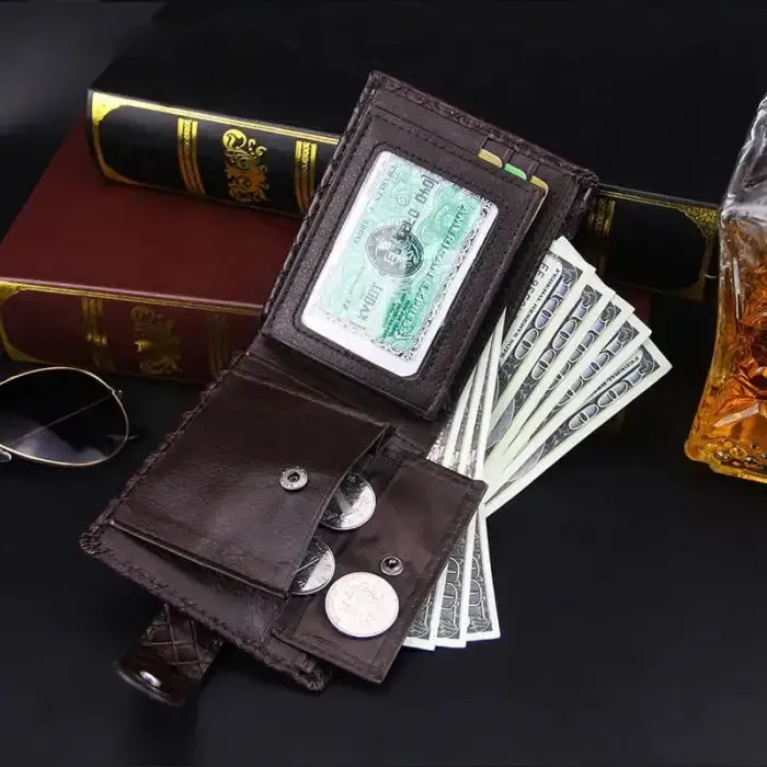 Retro Woven Pattern Leather Wallet - Elevate Your Everyday Style!