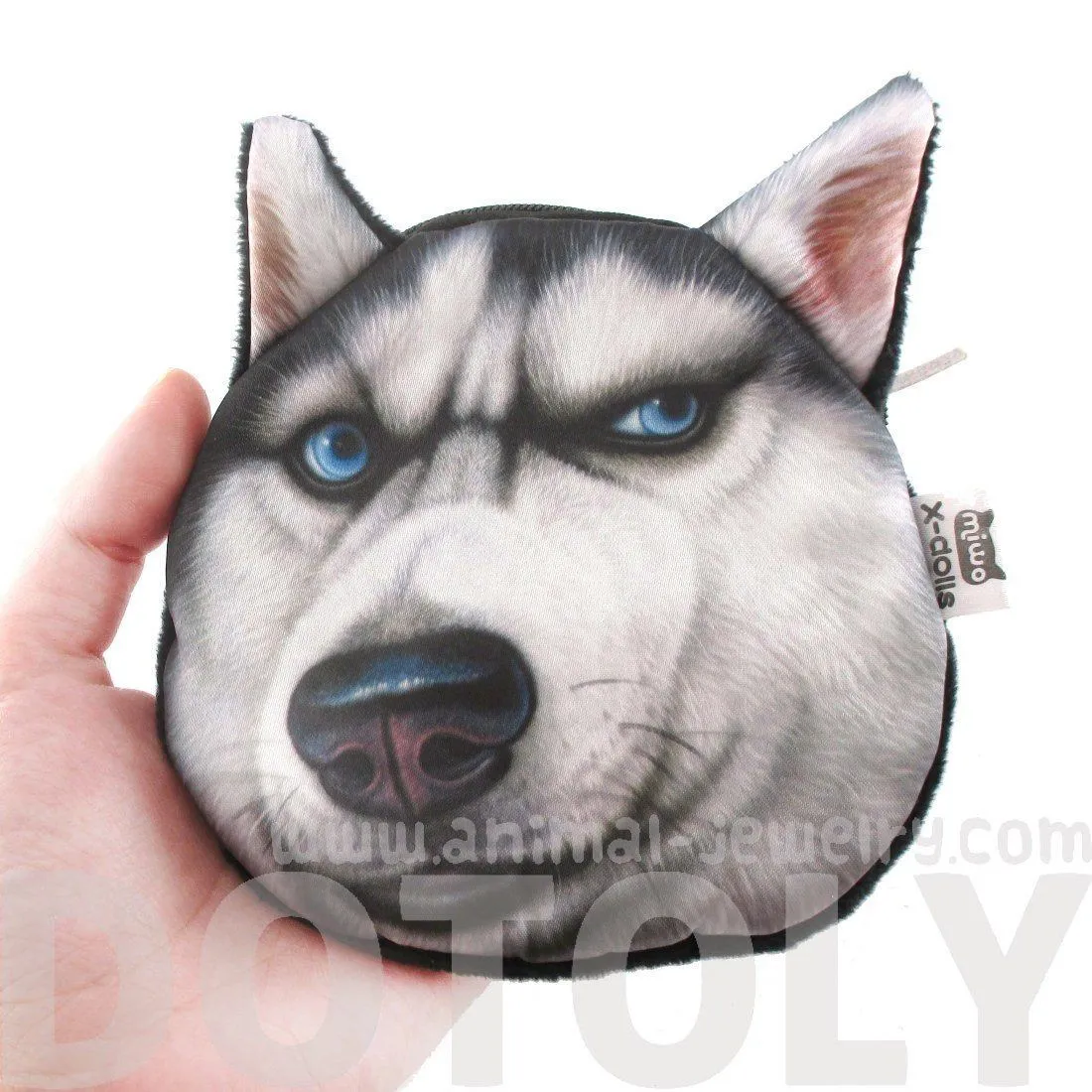 Siberian Husky Dog Face Animal Meme Coin Purse Make Up Bag
