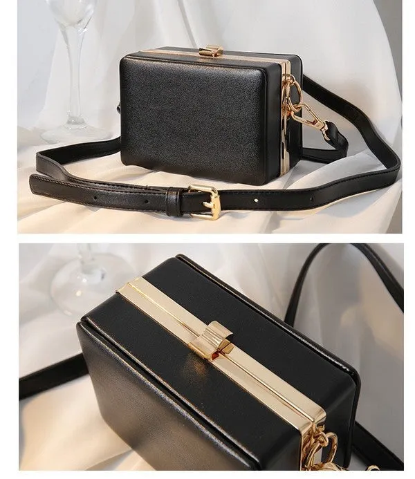Simple Square Purse w Gold Chain Strap
