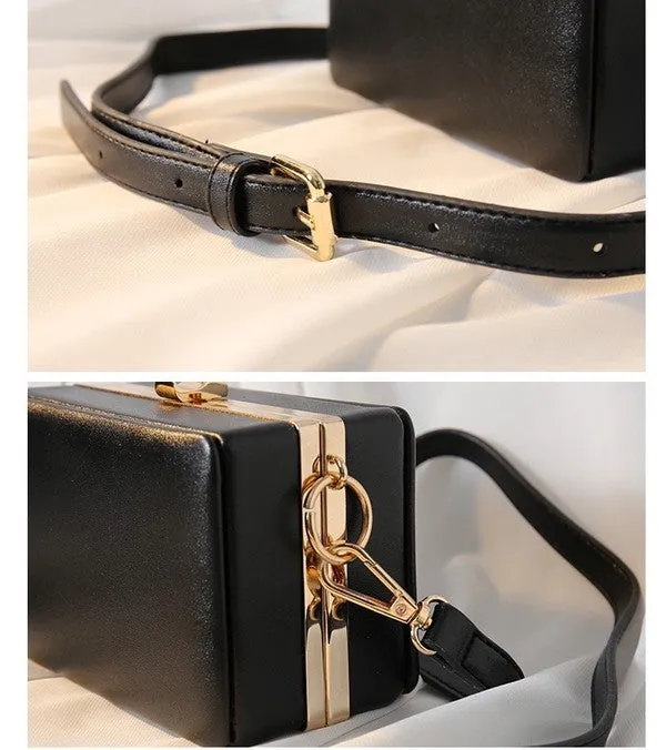 Simple Square Purse w Gold Chain Strap