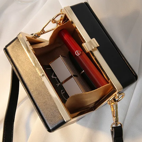 Simple Square Purse w Gold Chain Strap