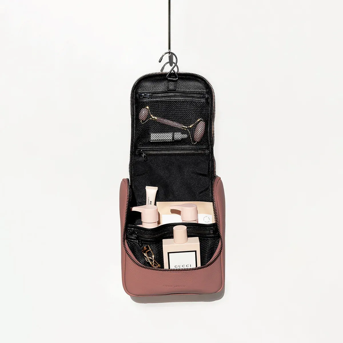STATUS ANXIETY Womens Drifting Apart Leather Toiletries Bag - Dusty Rose