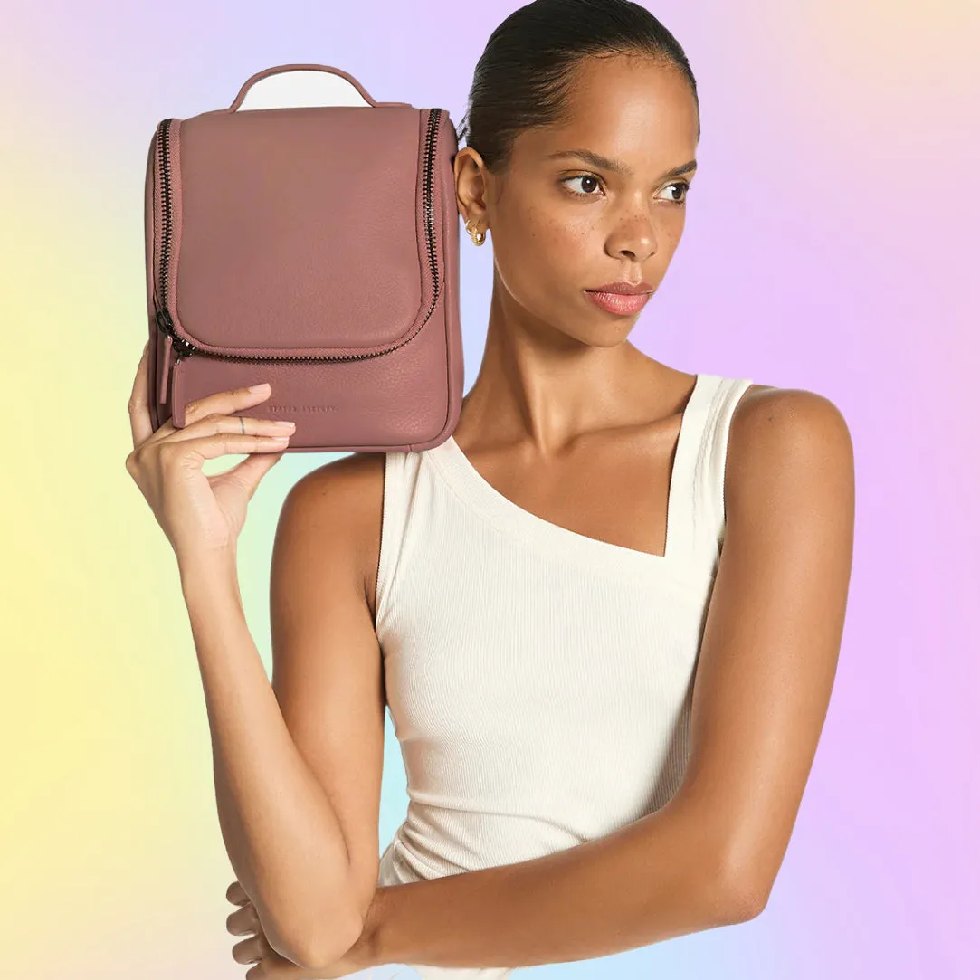STATUS ANXIETY Womens Drifting Apart Leather Toiletries Bag - Dusty Rose
