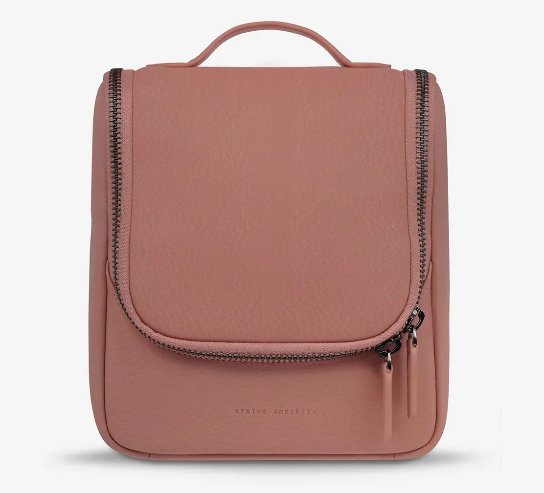 STATUS ANXIETY Womens Drifting Apart Leather Toiletries Bag - Dusty Rose