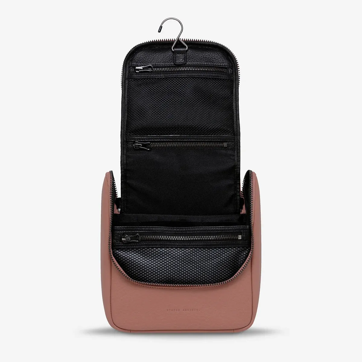 STATUS ANXIETY Womens Drifting Apart Leather Toiletries Bag - Dusty Rose